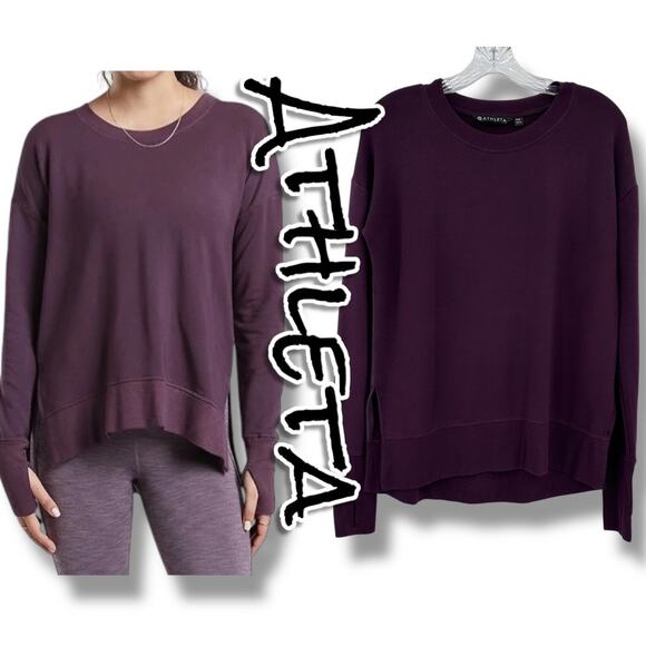 Athleta Coaster Luxe Sweatshirt Deep Crocus Violet Cozy Relaxed Womens Size XXS - Picture 1 of 12